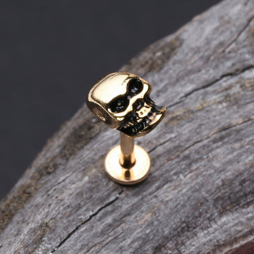 Detail View 1 of Golden Apocalyptic Skull Steel Labret